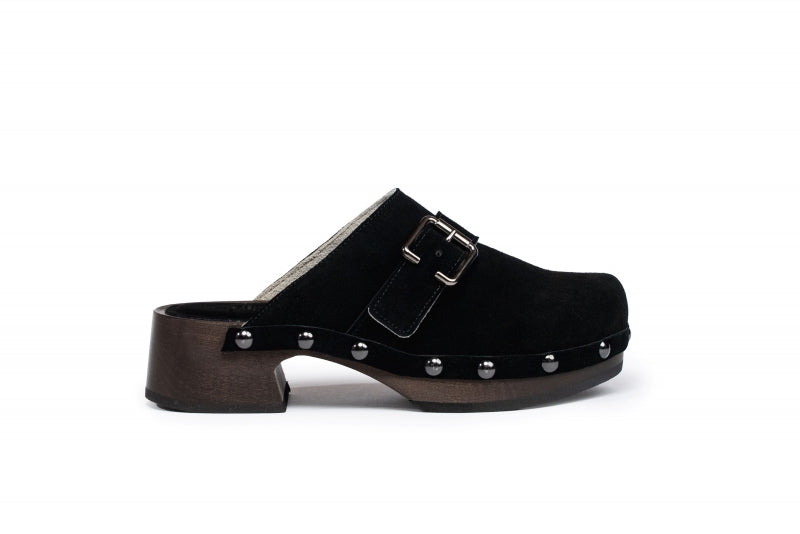 CALZURO SUEDE clog with wooden sole