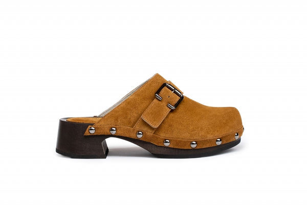 CALZURO SUEDE clog with wooden sole