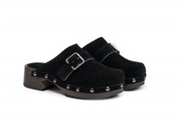 CALZURO SUEDE clog with wooden sole