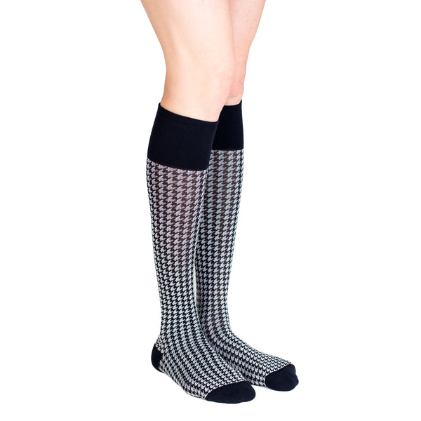 Rejuva Chaussettes de compression hautes unisexes pied-de-poule 15-20 mmHg