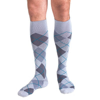 Unisex Rejuva Argyle Compression Knee High Socks 15-20 mmHg Smoke